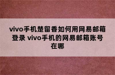 vivo手机楚留香如何用网易邮箱登录 vivo手机的网易邮箱账号在哪